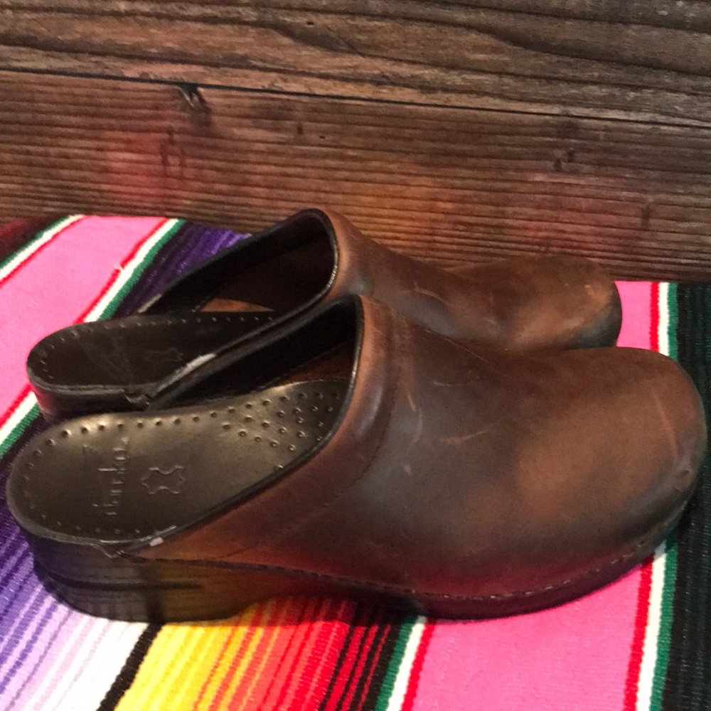 Dansko Brown Leather Open Back Clog Mule - image 3